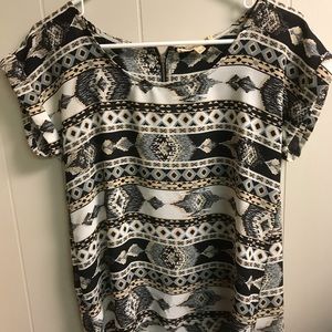 Aztec print blouse - black